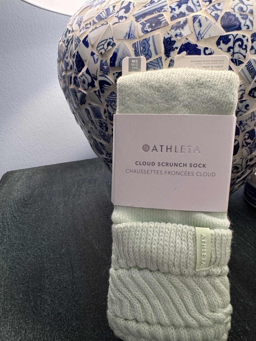 NWT M/L Athleta Cloud Scrunch Socks in light Green - Picture 2 of 4